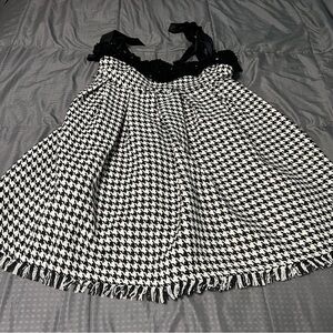 sophie the label houndstooth dress black white Sequin Accents Womens Size small